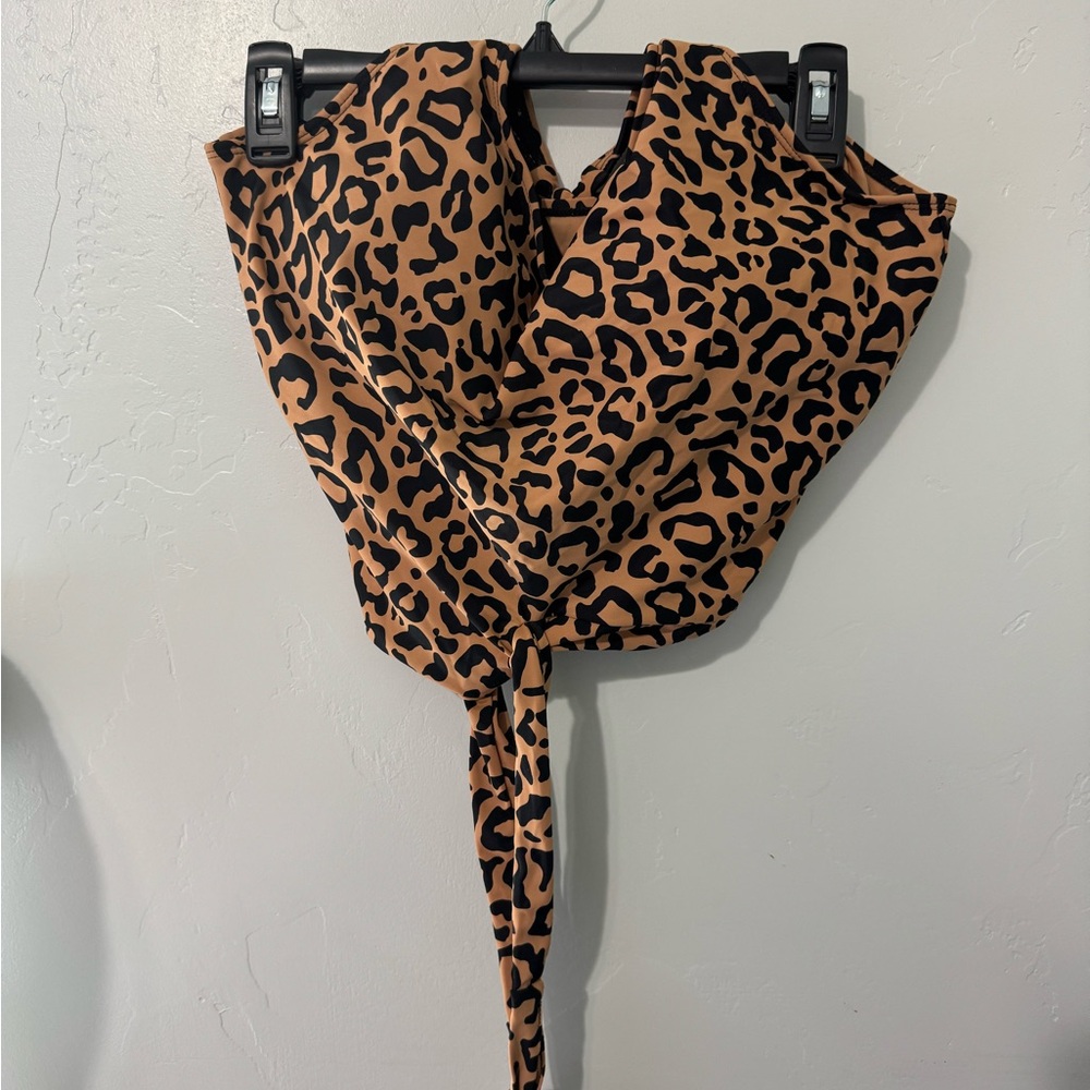 XXL Cheetah Wrap Swim Top